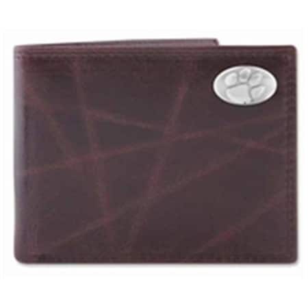 ZEPPELINPRODUCTS ZeppelinProducts CLE-IWT1-WRNK-BRW Clemson Passcase Wrinkle Leather Wallet CLE-IWT1-WRNK-BRW
